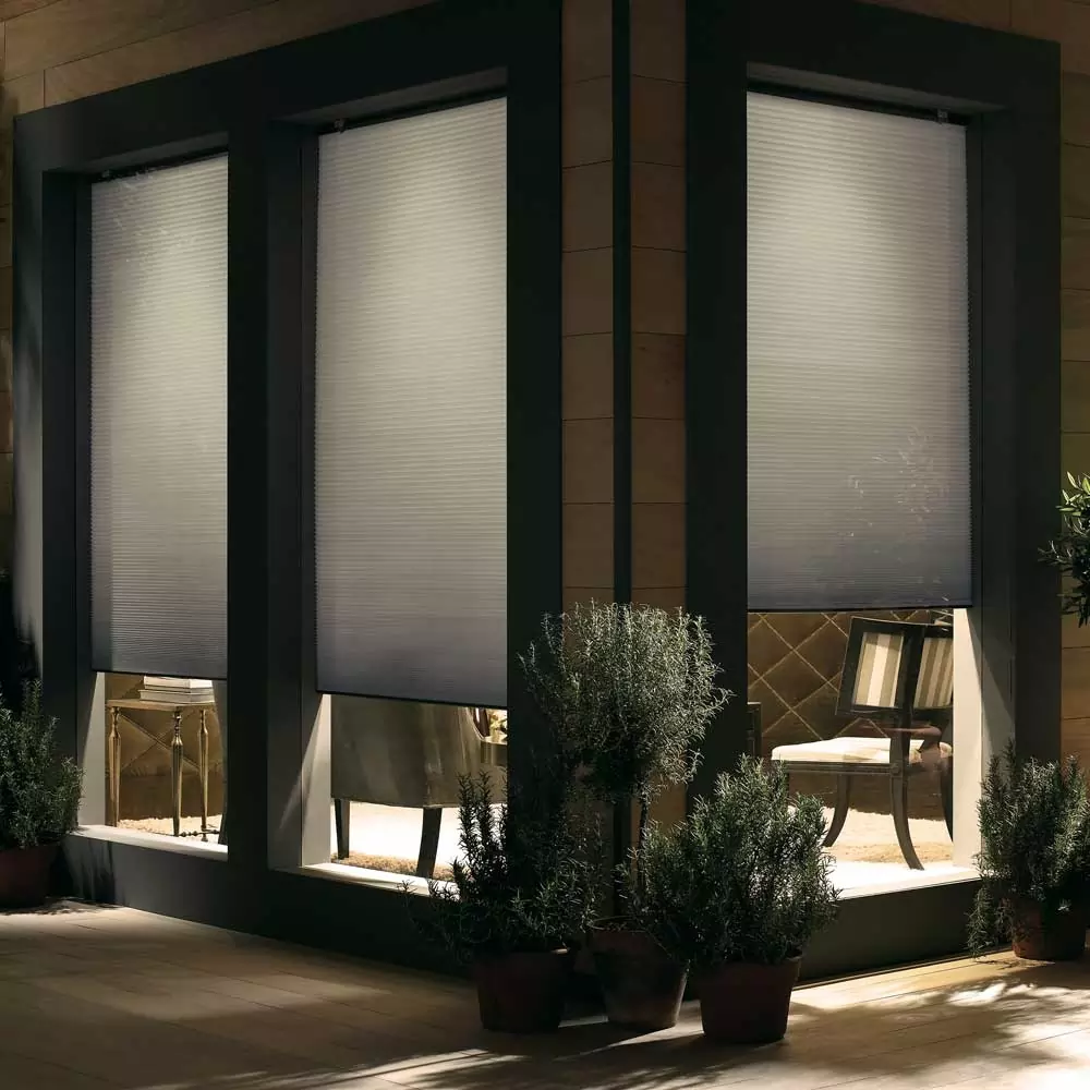 Double Cellular Light Filtering Shades Outside